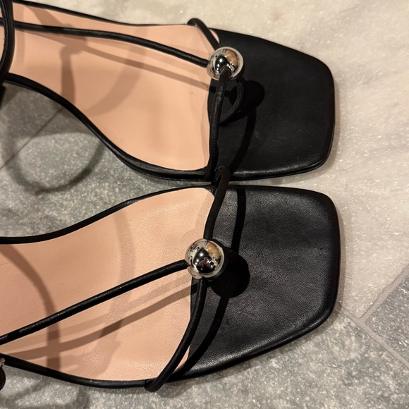 LOEFFLER RANDALL triana 70mm strappy mid heel sandal with silver ball black 10 - Picture 7 of 11